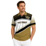 Wake Forest Demon Deacons Polo Shirt Customized Slanted Stripes Gold White Best Selling