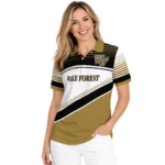 Wake Forest Demon Deacons Polo Shirt Customized Slanted Stripes Gold White Best Selling