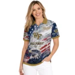 Wake Forest Demon Deacons Polo Shirt Customized Star Brushstrokes Gold Blue Best Selling