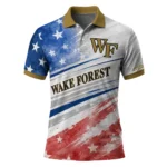 Wake Forest Demon Deacons Polo Shirt Customized Star Stripes Red Blue Best Selling