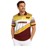 Washington Commanders Polo Shirt Custom Slanted Stripes Burgundy White Best Selling