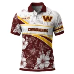 Washington Commanders Polo Shirt Customized Floral Angles Burgundy White Best Selling