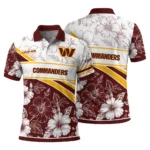 Washington Commanders Polo Shirt Customized Floral Angles Burgundy White Best Selling