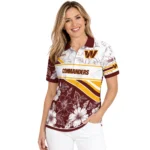 Washington Commanders Polo Shirt Customized Floral Angles Burgundy White Best Selling