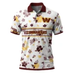 Washington Commanders Polo Shirt Customized Floral Pinstripe Burgundy White Best Selling
