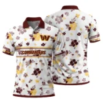 Washington Commanders Polo Shirt Customized Floral Pinstripe Burgundy White Best Selling