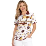 Washington Commanders Polo Shirt Customized Floral Pinstripe Burgundy White Best Selling