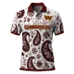 Washington Commanders Polo Shirt Personalized Paisley Florals Burgundy White Best Selling