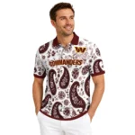 Washington Commanders Polo Shirt Personalized Paisley Florals Burgundy White Best Selling