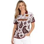 Washington Commanders Polo Shirt Personalized Paisley Florals Burgundy White Best Selling