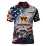 Washington Commanders Polo Shirt Personalized Star Brushstrokes Burgundy Blue Best Selling