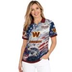 Washington Commanders Polo Shirt Personalized Star Brushstrokes Burgundy Blue Best Selling