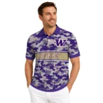 Washington Huskies Polo Shirt Customized Camo Band Purple Best Selling