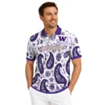 Washington Huskies Polo Shirt Customized Paisley Florals Purple White Best Selling