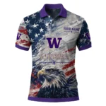 Washington Huskies Polo Shirt Customized Star Brushstrokes Purple Blue Best Selling