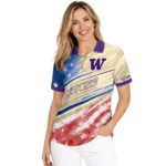 Washington Huskies Polo Shirt Customized Star Stripes Red Blue Best Selling