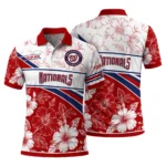 Washington Nationals Polo Shirt Customized Floral Angles Red White Best Selling