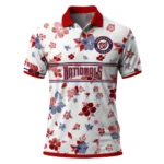Washington Nationals Polo Shirt Customized Floral Pinstripe Red White Best Selling
