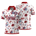Washington Nationals Polo Shirt Customized Floral Pinstripe Red White Best Selling