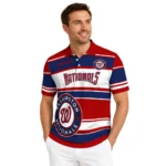 Washington Nationals Polo Shirt Customized Horizontal Blocks Red Best Selling
