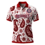 Washington Nationals Polo Shirt Customized Paisley Florals Red White Best Selling