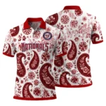 Washington Nationals Polo Shirt Customized Paisley Florals Red White Best Selling