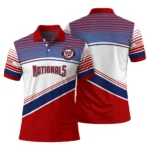 Washington Nationals Polo Shirt Customized Slanted Stripes Red White Best Selling