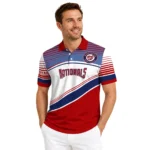 Washington Nationals Polo Shirt Customized Slanted Stripes Red White Best Selling