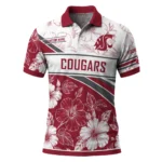 Washington State Cougars Polo Shirt Personalized Floral Angles Crimson White Best Selling