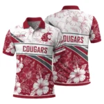 Washington State Cougars Polo Shirt Personalized Floral Angles Crimson White Best Selling