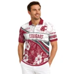 Washington State Cougars Polo Shirt Personalized Floral Angles Crimson White Best Selling