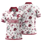 Washington State Cougars Polo Shirt Personalized Floral Pinstripe Crimson White Best Selling