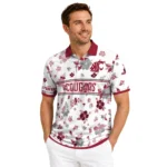 Washington State Cougars Polo Shirt Personalized Floral Pinstripe Crimson White Best Selling