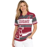 Washington State Cougars Polo Shirt Personalized Horizontal Blocks Crimson Best Selling