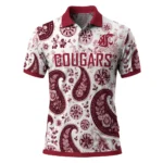 Washington State Cougars Polo Shirt Personalized Paisley Florals Crimson White Best Selling