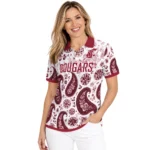 Washington State Cougars Polo Shirt Personalized Paisley Florals Crimson White Best Selling