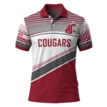 Washington State Cougars Polo Shirt Personalized Slanted Stripes Crimson White Best Selling
