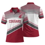 Washington State Cougars Polo Shirt Personalized Slanted Stripes Crimson White Best Selling
