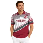 Washington State Cougars Polo Shirt Personalized Slanted Stripes Crimson White Best Selling