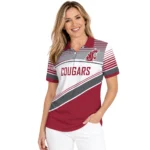Washington State Cougars Polo Shirt Personalized Slanted Stripes Crimson White Best Selling