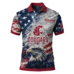 Washington State Cougars Polo Shirt Personalized Star Brushstrokes Crimson Blue Best Selling