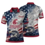 Washington State Cougars Polo Shirt Personalized Star Brushstrokes Crimson Blue Best Selling