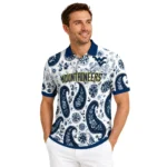 West Virginia Mountaineers Polo Shirt Personalized Paisley Florals Blue White Best Selling