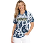 West Virginia Mountaineers Polo Shirt Personalized Paisley Florals Blue White Best Selling