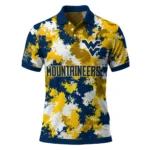 West Virginia Mountaineers Polo Shirt Personalized Pixel Camo Blue Best Selling