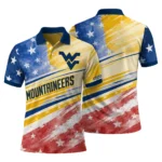 West Virginia Mountaineers Polo Shirt Personalized Star Stripes Red Blue Best Selling