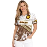 Western Michigan Broncos Polo Shirt Personalized Floral Angles Brown White Best Selling