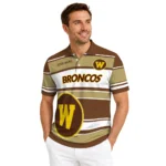 Western Michigan Broncos Polo Shirt Personalized Horizontal Blocks Brown Best Selling