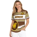 Western Michigan Broncos Polo Shirt Personalized Horizontal Blocks Brown Best Selling