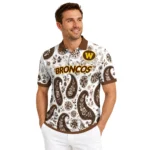 Western Michigan Broncos Polo Shirt Personalized Paisley Florals Brown White Best Selling